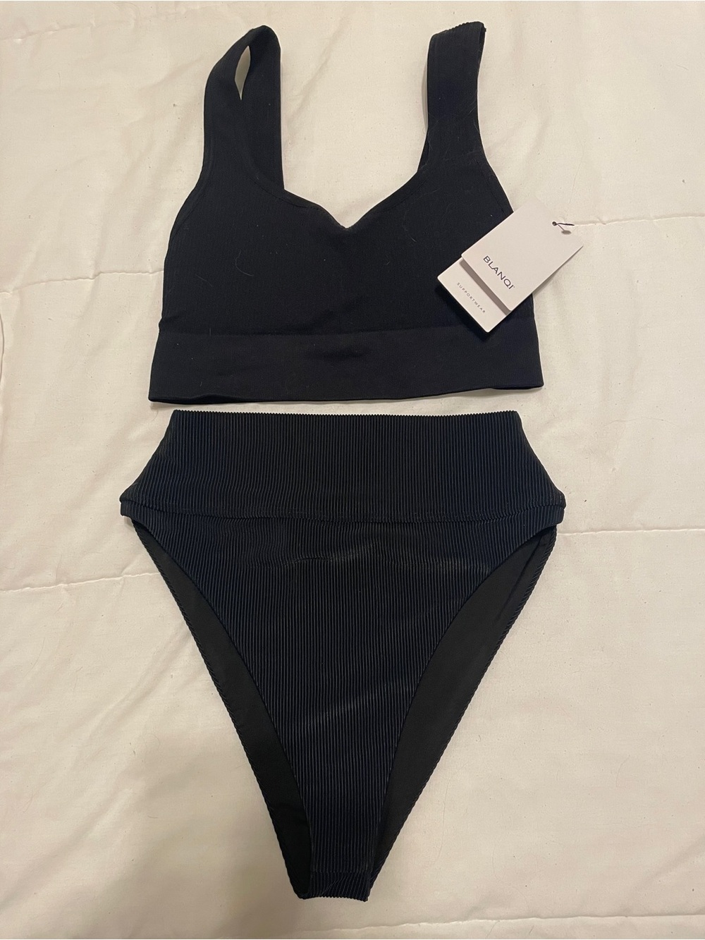 Beach Riot Black Ribbed High-Waist Bikini Set - Picture 4 of 5